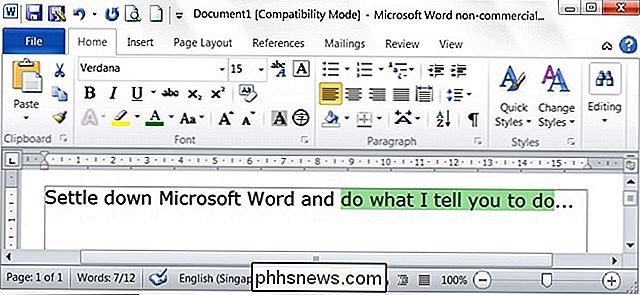 Hvordan stopper du Microsoft Word fra automatisk å velge mer tekst enn ønsket?