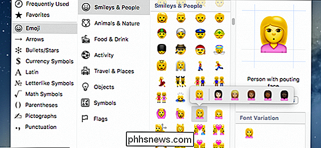 Emoji-hudtoner på iPhone og OS X