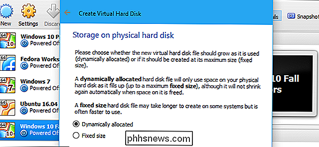 Kaip konvertuoti tarp fiksuoto ir dinaminio disko į VirtualBox