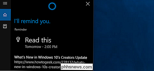 Slik lager du påminnelser på webområdet med Microsoft Edge og Cortana