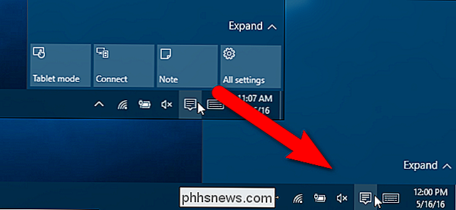 Slik skjuler du hurtigtangs-knappene i Windows 10s handlingssenter
