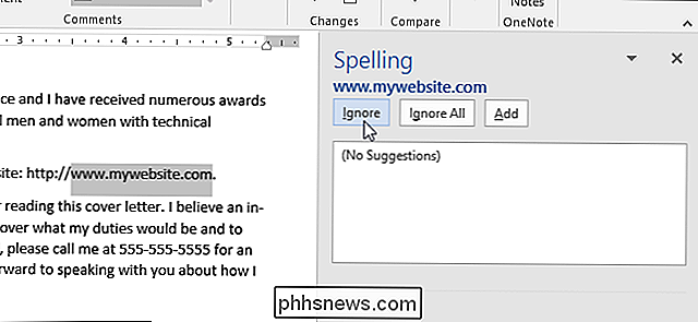 Slik lager du Microsoft Office stavekontroll Ignorer nettadresser