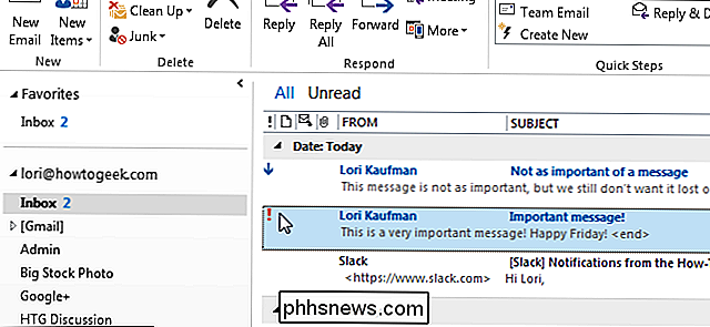 Slik angir du prioritet for en e-postmelding i Outlook