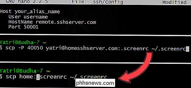 Naudokite savo SSH konfigūracijos failą, jei norite kurti pavadinimus šeimininkams.