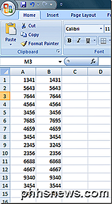 Sužinokite, ar dvi "Excel" ląstelės turi vienodą skaičių reikšmių
