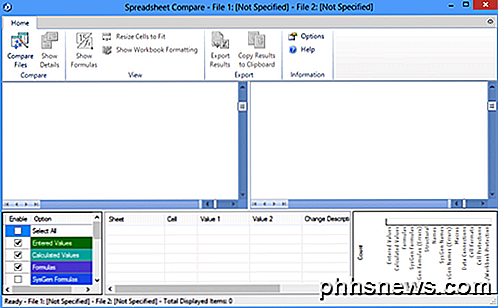 Sammenlign to Excel-filer ved hjelp av SpreadSheet Sammenlign