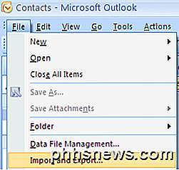 Eksportuoti kontaktus iš "Outlook", "Outlook Express" ir "Windows Live Mail"