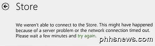 Feilsøking Windows 8 (8.1) "Vi kunne ikke koble til butikken" Feil