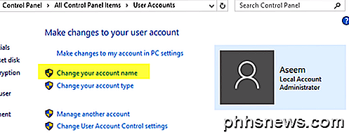 Endre datamaskin og brukernavn, bilde og passord i Windows 7, 8, 10