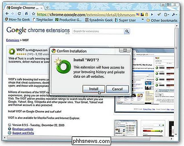 Tilføj WOT (Web of Trust) til Google Chrome, Iron & ChromePlus