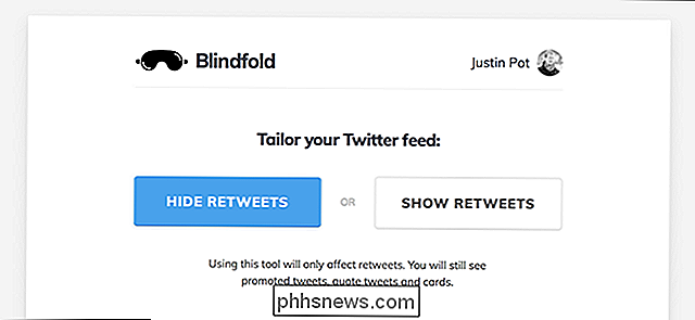 Blindfold oculta todos os retweets, faz com que o Twitter pareça menos irritado