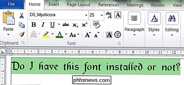 Come si può vedere un font in un documento anche se non è installato?
