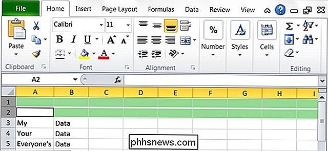 Hur lägger jag in en ny rad i Excel via tangentbordet?
