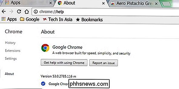 Comment vérifier la version de Google Chrome sans la mettre automatiquement à jour?