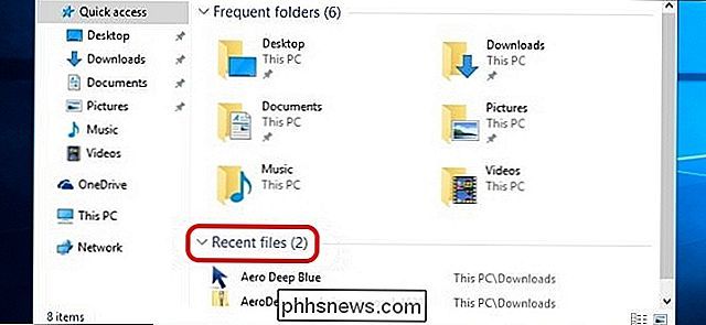 Como você obtém a lista de “Todos os arquivos recentes” Voltar no Windows 10?