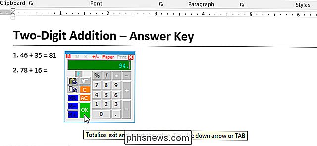 Comment ajouter une calculatrice à Microsoft Word