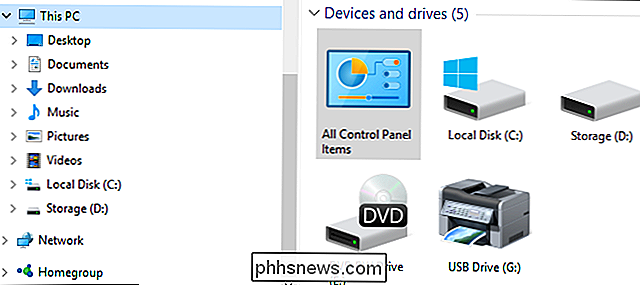 Cómo agregar el Panel de control a Windows 'File Explorer