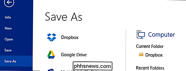 Hinzufügen von Dropbox (und anderen Cloud-Services) zu Office 2013