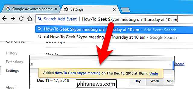 Comment ajouter des événements à votre agenda Google Utilisation de la barre d'adresse dans Chrome
