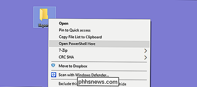 Hoe u 'PowerShell hier openen' aan het rechtsklikmenu voor een map in Windows