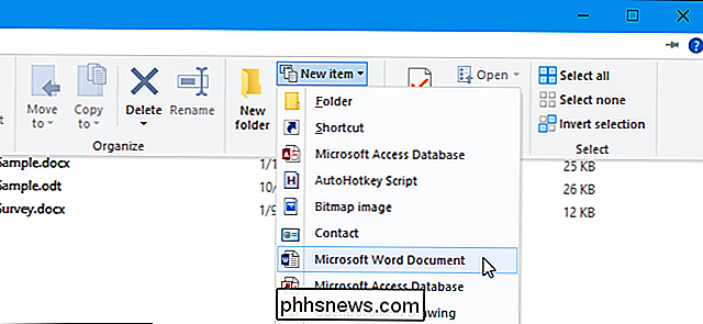 Så här lägger du till andra filtyper i menyn New Item i Windows 10: s File Explorer