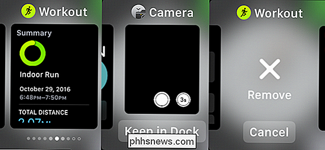 Apps toevoegen aan, verwijderen uit en herschikken op de dock van de Apple Watch