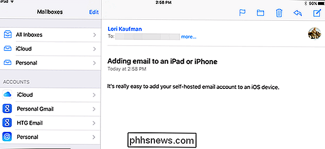 Een zelfgemaakt e-mailaccount toevoegen aan een iOS-apparaat