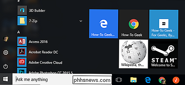 Website-links toevoegen aan het Windows 10 Startmenu