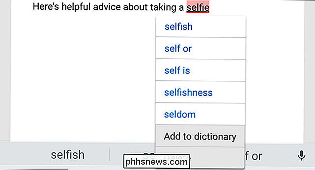 Como adicionar uma palavra ou frase ao dicionário de autocorreção do Android
