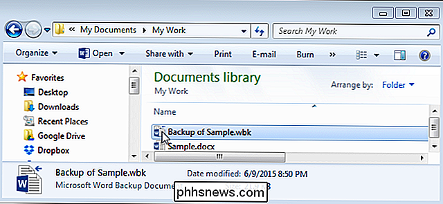 Comment créer automatiquement une copie de sauvegarde d'un document Word lorsque vous l'enregistrez