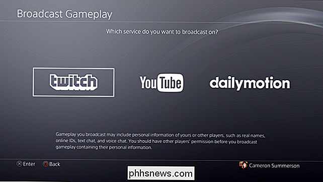 Hoe u uw PlayStation 4-gamesessie uitzendt op Twitch, YouTube of Dailymotion