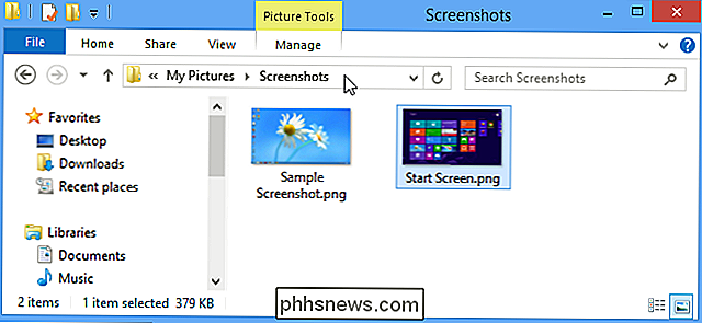Sådan ændres placeringen af ​​standardskærmbilledmappen i Windows 8 og 10