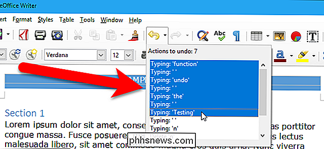 Come modificare il numero di azioni che è possibile annullare in LibreOffice