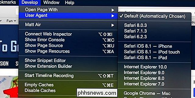 Comment modifier l'agent utilisateur de Safari sur OS X