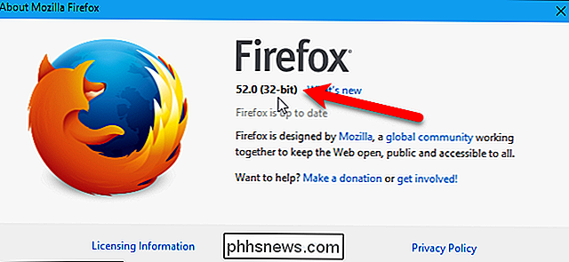 Sådan kontrolleres, om du kører en 32-bit eller 64-bit version af Firefox