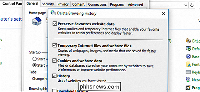 Sådan slettes din internet Explorer Browsing History