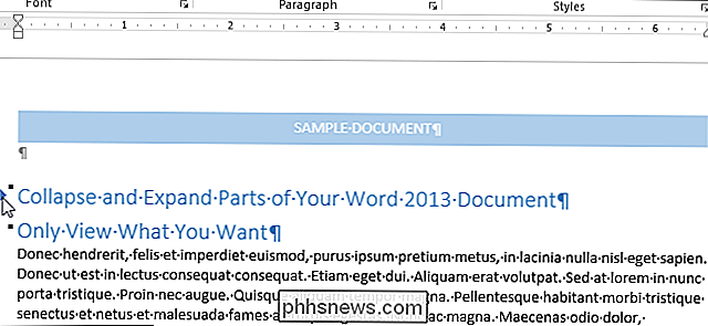 Hvordan skjule og utvide deler av dokumentet ditt i Word