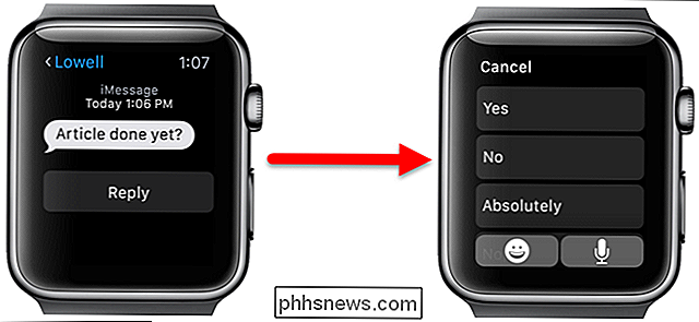Så här konfigurerar du anpassade svar på text- och e-postmeddelanden på din Apple-watch