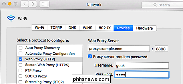 Configuration d'un serveur proxy sur un Mac