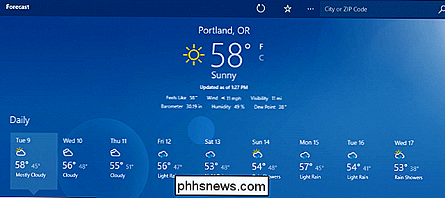 Slik konfigurerer du Windows 10 Weather App
