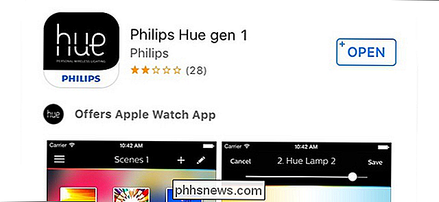 Philips Hue-apparat är ganska trevligt, men det saknar några mycket användbara funktioner i original Gen 1, app. Lyckligtvis är Gen 1-appen fortfarande tillgänglig för nedladdning, så om du behöver de gamla funktionerna, så här får du dem.