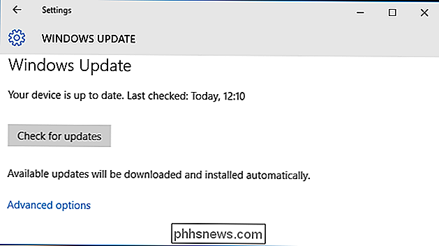Een snelkoppeling naar Windows Update maken in Windows 10