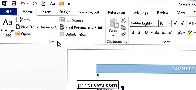 Cómo personalizar las pestañas existentes en la cinta de opciones en Office 2013