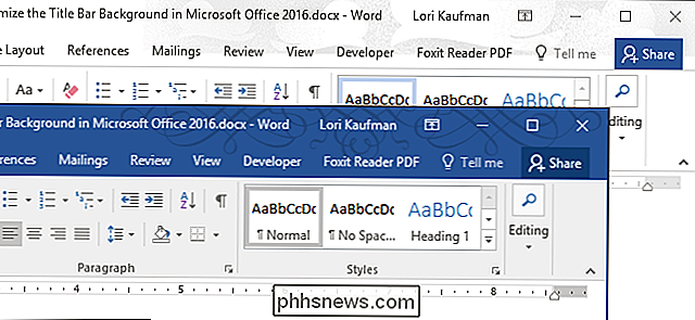 Het thema van de titelbalk aanpassen in Microsoft Office 2016