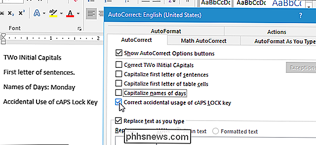 Automatische correctie van hoofdletters uitschakelen in Microsoft Word
