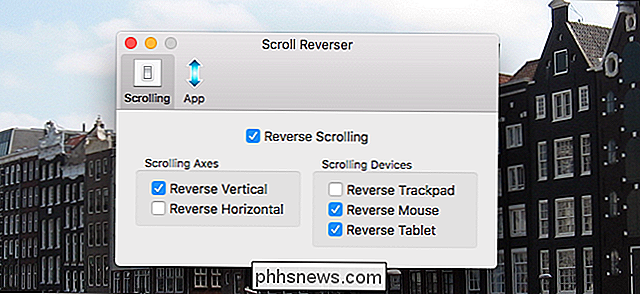 Natuurlijke scrolling uitschakelen voor scrollwielen, maar geen touchpads, op je Mac