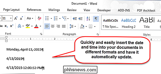 Så enkelt lägger du in den formaterade dagen och tiden i Microsoft Word