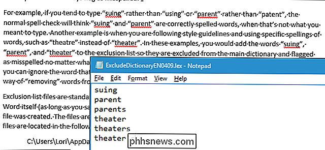 Sådan udelades visse ord fra stavekontrol i Microsoft Word