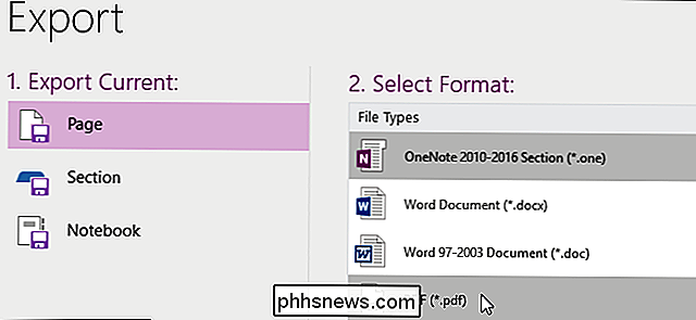 Cómo exportar sus notas de OneNote 2016 a diferentes formatos de archivo
