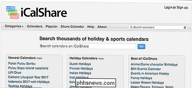 Comment trouver et s'abonner à des calendriers pour à peu près tout avec iCalShare